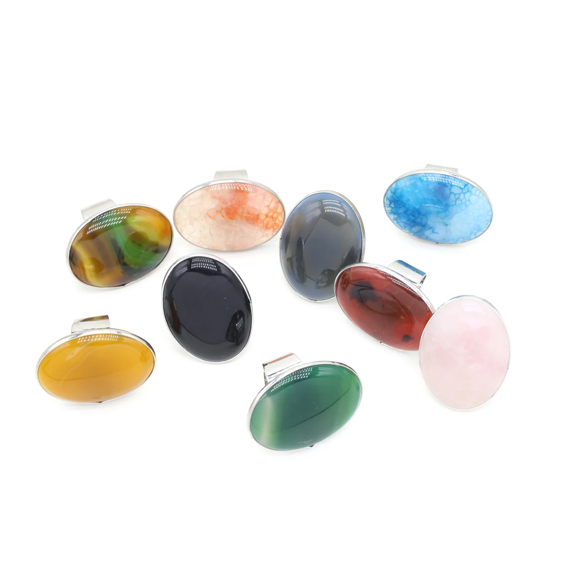 Natural Gemstone Agate Ring Delicate High Quality Couple Delicate for Jewelry Making DIY Necklace Beacelet Accessory