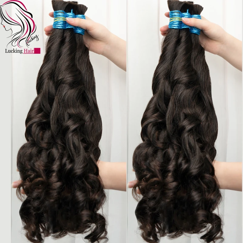 Extensiones De Cabello Humano indio, Cabello Humano Original, Natural, ondulado vietnamita, trenzado, Extensiones a granel