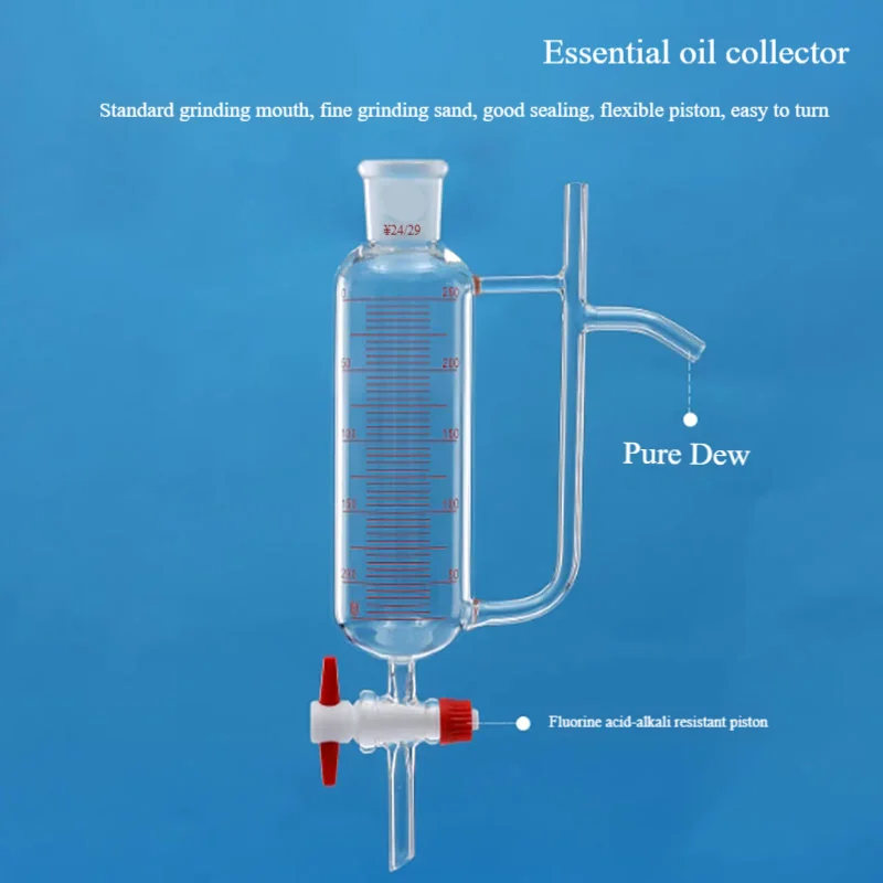 Essential oil collector oil-water separator receiver collector constant pressure separation device scale high borosilicate glass