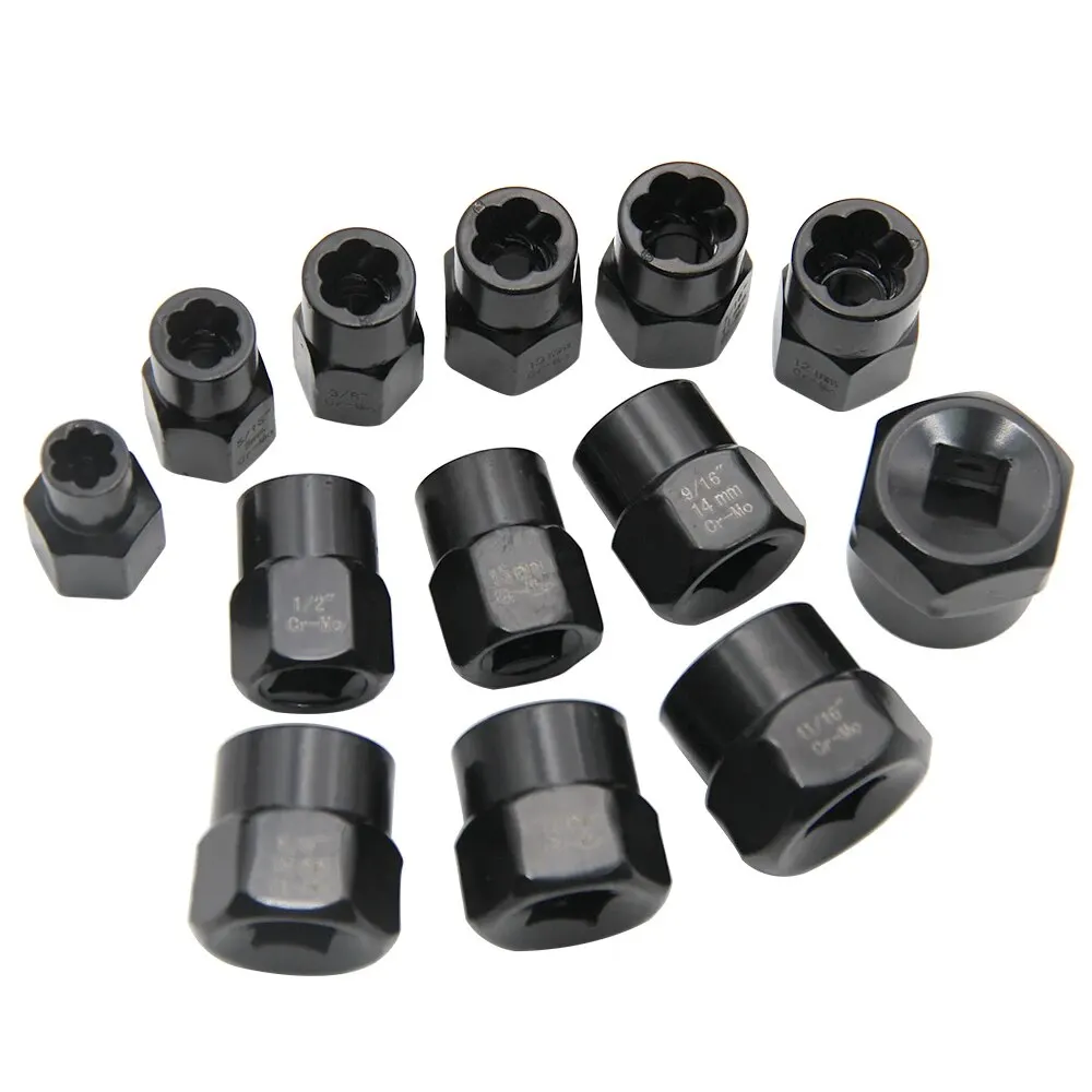 13pc Damaged Nut Extractor Bolt Screw Tire Slip Tooth Screw Hexagonal Dismantling Sleeve Extension Tool Set