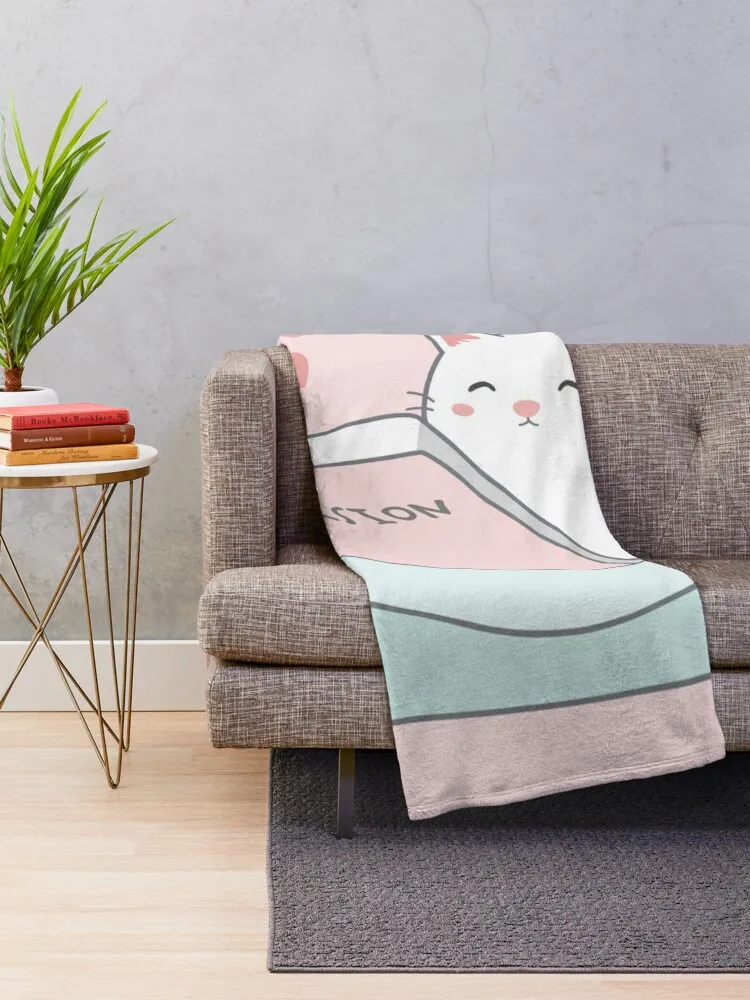 Jane Austen Cat - Persuasion, Pale Pink Throw Blanket Sofa Vintage Heavy decorative Blankets