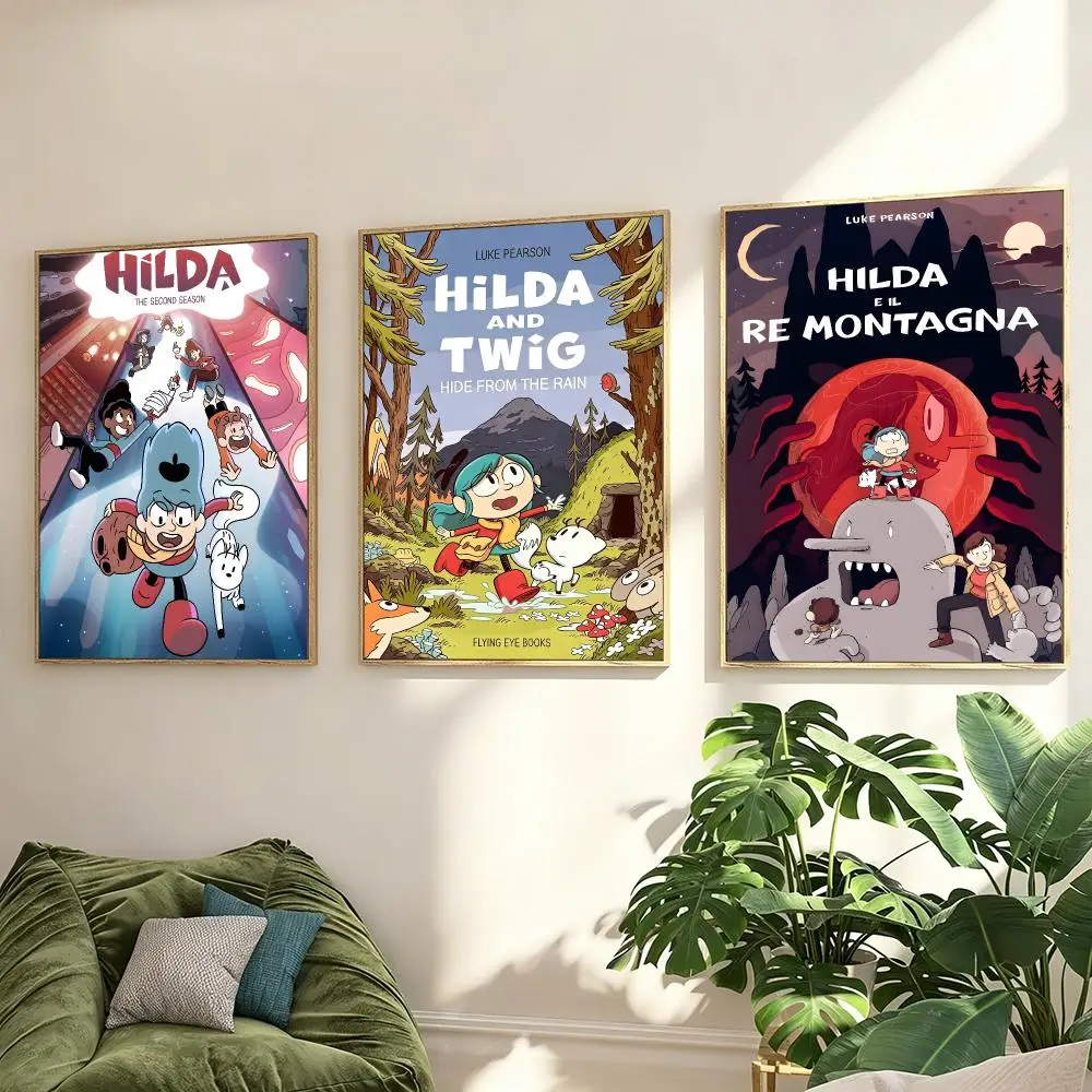 Cartoon Hilda Poster Poster Minimalist Decor HD SelfAdhesive Wall Art for Home Café Bedroom Gift Aesthetic Hanging