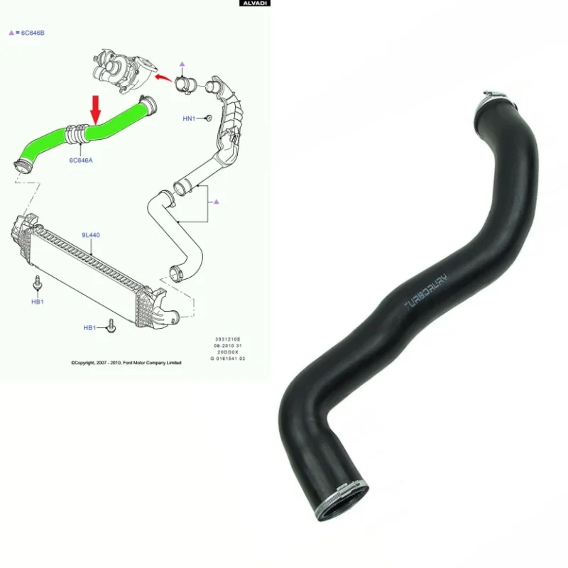 1pcs Hose Pipe With 2 Clips For Ford Mondeo Mk4 2.0 Tdci Intercooler Turbo Hose Pipe 7G916K683AA 7G916C646FA Engines Part