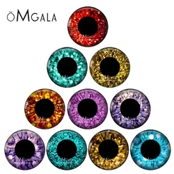 5 Pairs Gliter Doll Eyes Dragon Cat Animals Eye Pattern 8mm-40mm Round Glass Cabochon Dome Demo Flat Back Making Findings