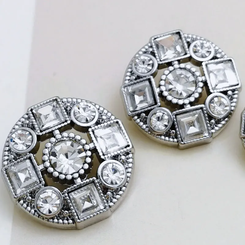 6 stücke 15-23mm Luxus Strass Metall Knöpfe Gold Silber Schwarz Nähen Knöpfe Mantel Jacke Handwerk Nähen Liefert zubehör Neue – Detail 5