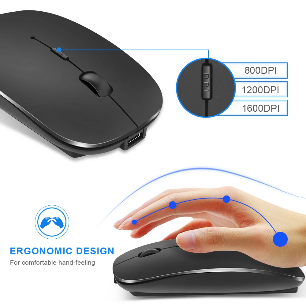 ultrathin Wireless Mouse Computer Bluetooth Mouse Silent Rechargeable Ergonomic usb pc laptop raton gaming inalambrico Mouse