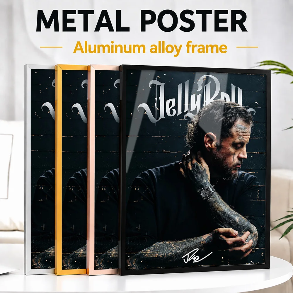 Jelly Roll Portrait With Signature Framed Metal Poster Personalized Recording Tribute Wall Art Ideal For Music Fans In Home Bar