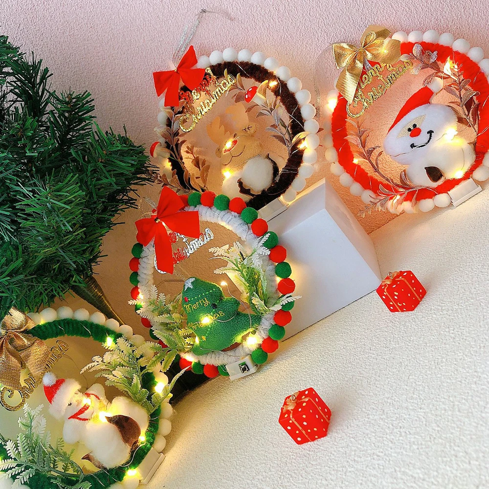 DIY Natal LED Light Wreath, Light String, Presentes para Famílias