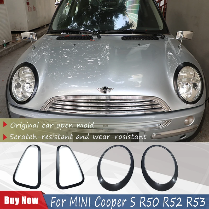 For MINI Cooper S R50 R52 R53 Black Car Headlight Head Tail Light Rear Lamps Frame Rings Cover Stickers Exterior Accessories
