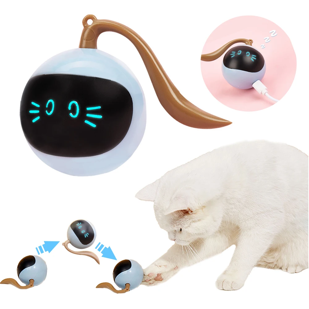 Smart Automatic Cat Ball Toys LED Self Rotating Pet Toy USB Rechargeable Dog Kitten Indoor Interactive Exercise Accessories