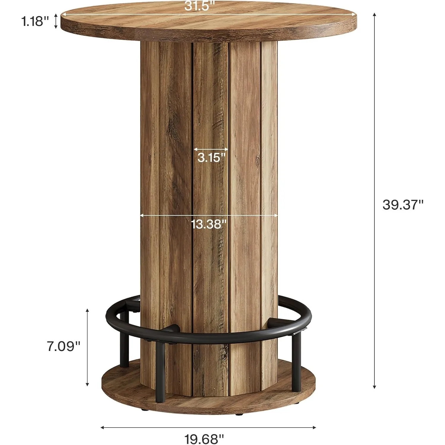 LITTLE TREE Round Dining Table, 39.4" H Small Circle Kitchen Table,for Small Spaces,Dining Room,Kitchen,Bar, Brown (Only Table)