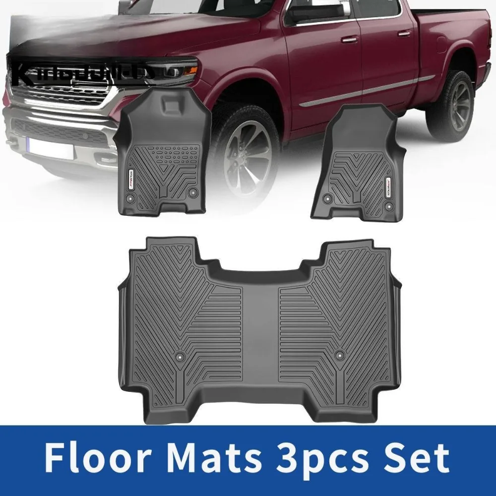 3D Floor Mats for 2019- 2024 Dodge Ram 1500 Crew Cab All Weather TPE Car Liners