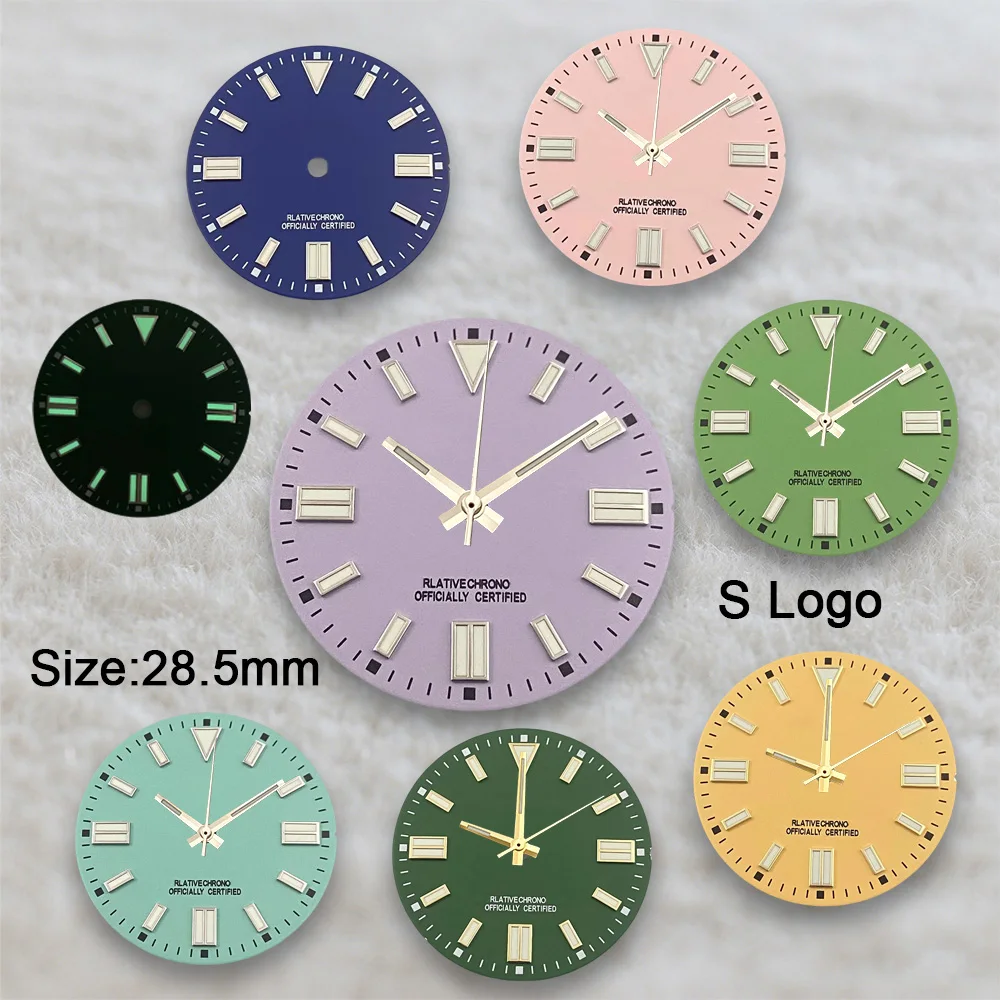 High-Quality 28.5mm S Logo Matte Dial Fit NH35/NH36/7S Japanese Movement Green Luminous Diving Watch Modification Accessorie