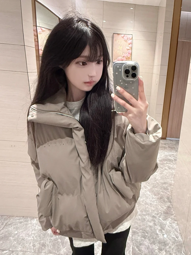 

Мужская зимняя теплая хлопковая куртка в стиле ретро в американском стиле с воротником-стойкой из искусственной кожи, хлопковая верхняя одежда для пар