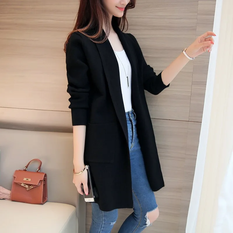 2024 Spring and Summer All-Match Mid-Length Sweater Coat Women\'s Loose Knitted Cardigan Top