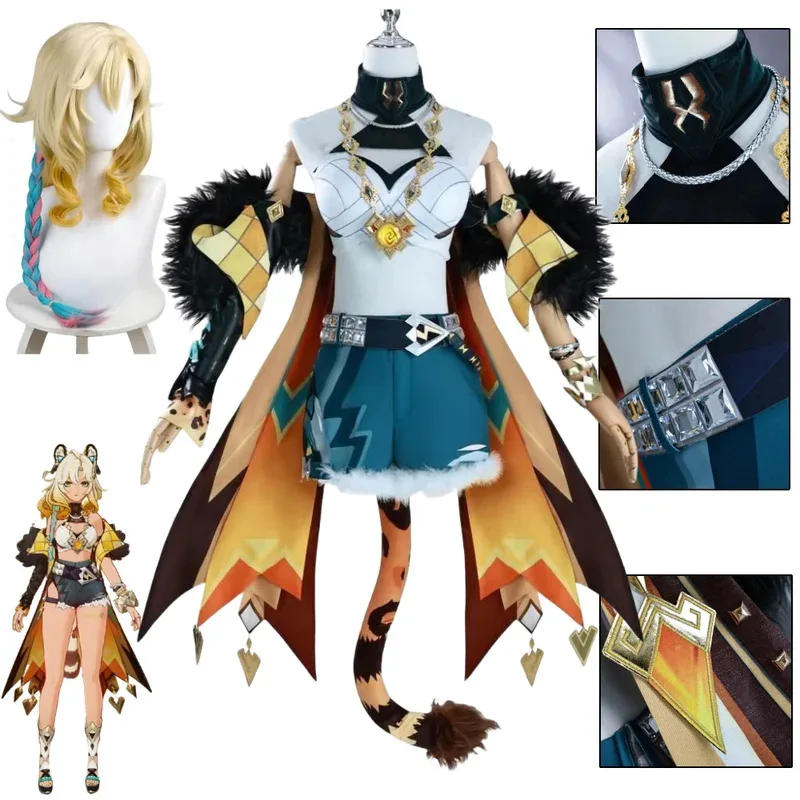

Game Genshin Impact Xilonen Cosplay Costume Wig Sets Xilonen Cosplay Shoes Halloween Party Role Play Outfit