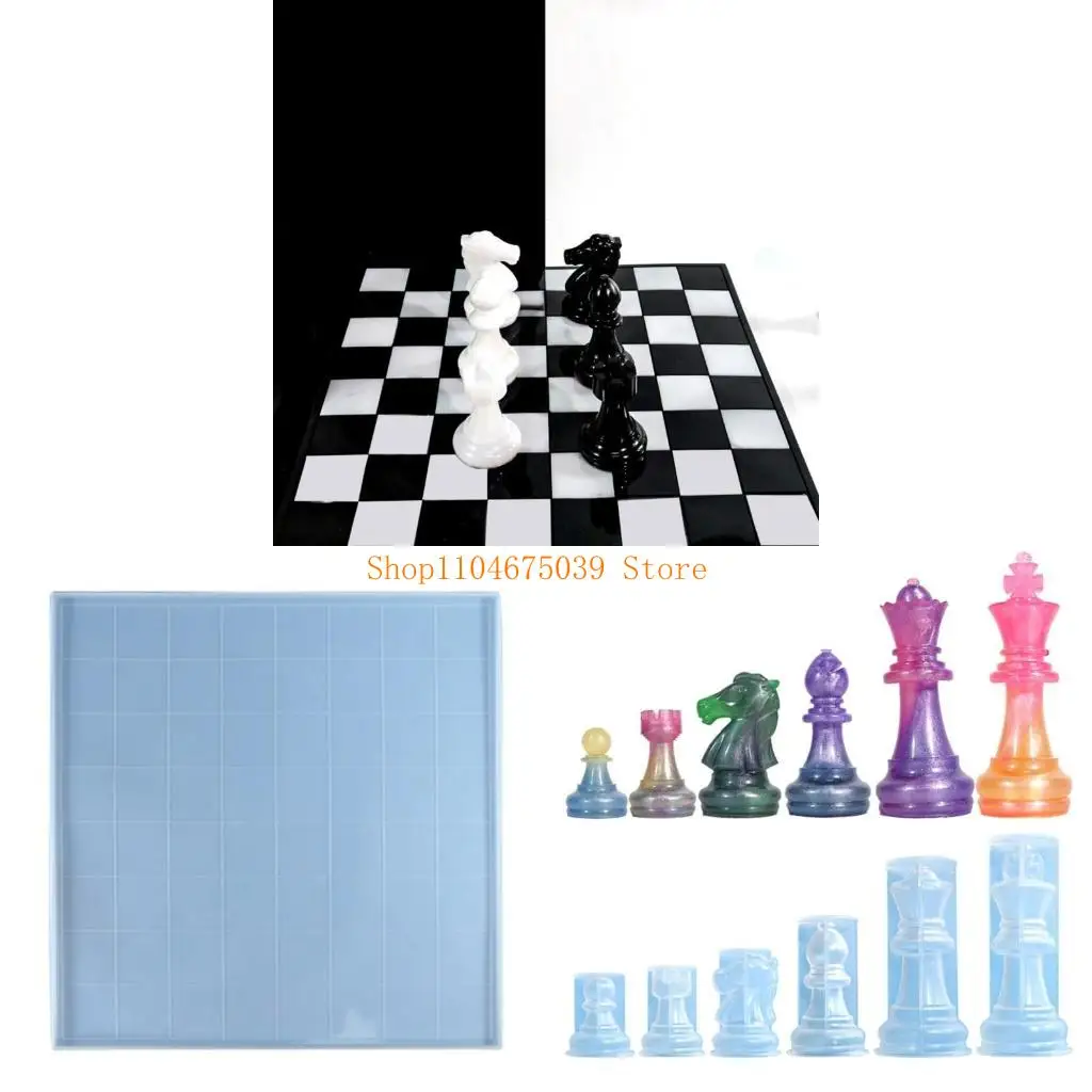 

5asd Silicone Chess Piece Molds Chess Resin Mold Set Silicone Chess Board Game Mould