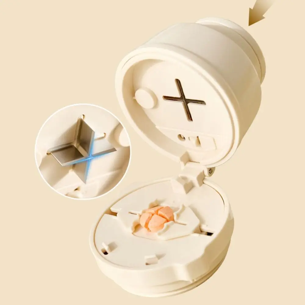 Portable 3-in-1 Pill Box with Pill Cutter Sealed Multi-Layer Pill Grinder Mini Pill Organizer Case