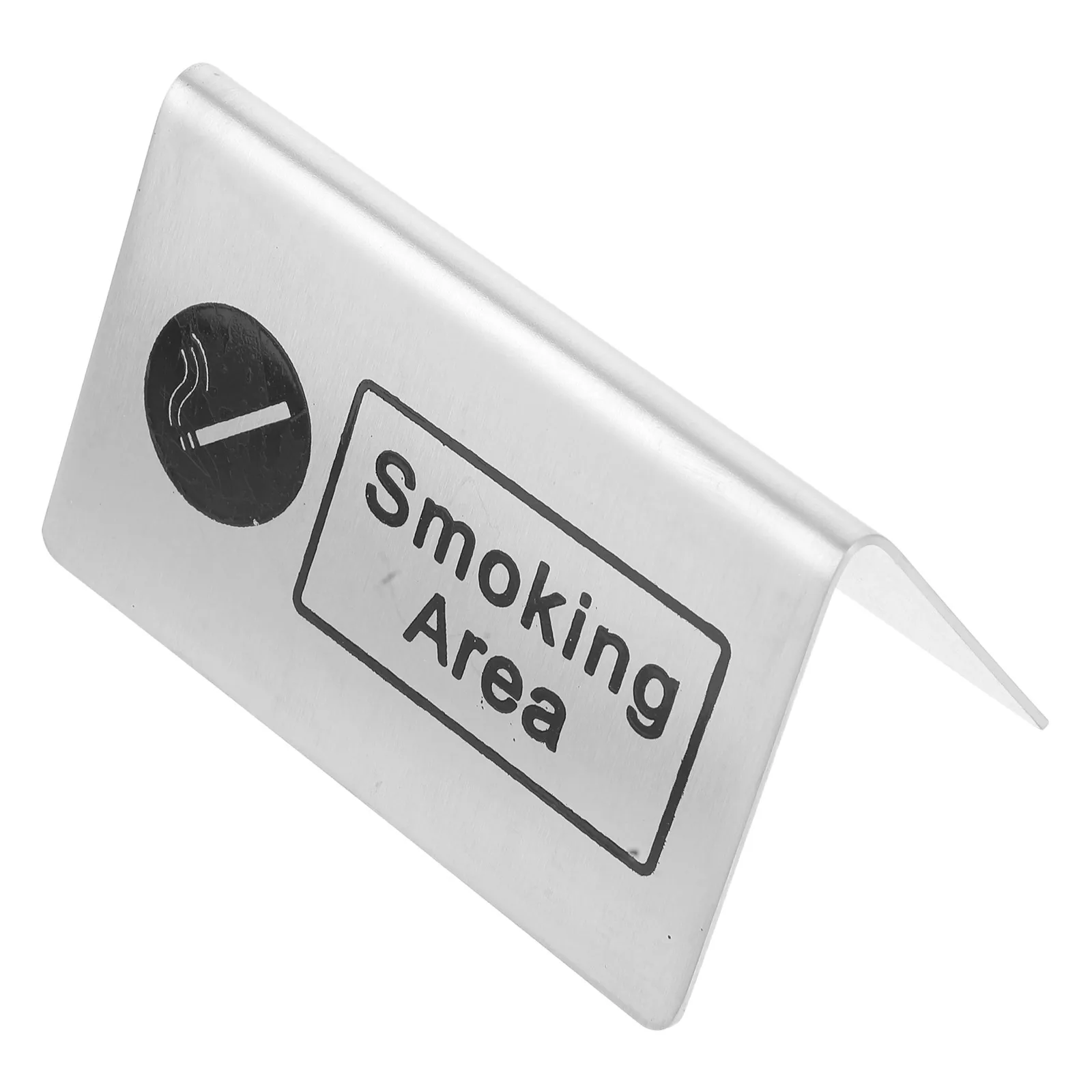 

Smoking Area Sign Stainless Steel Dual-sided Table Top Signs Indoor Versatile Stands Cards Metal Hotel Signs Designated Zones
