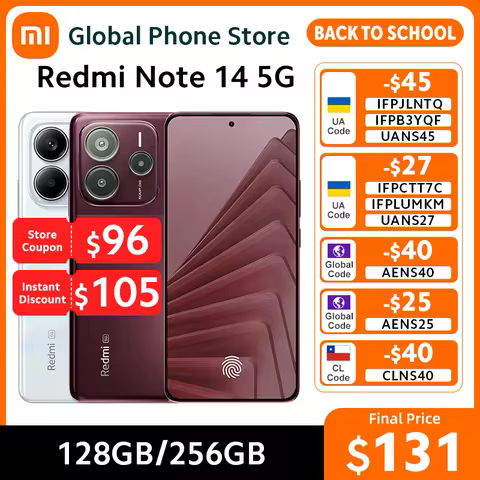 Xiaomi Redmi Note 14 5G Smartphone - India Version, 8GB RAM, MTK Dimensity 7025, 45W Charging, 50MP Camera, 6.67" 120Hz Display