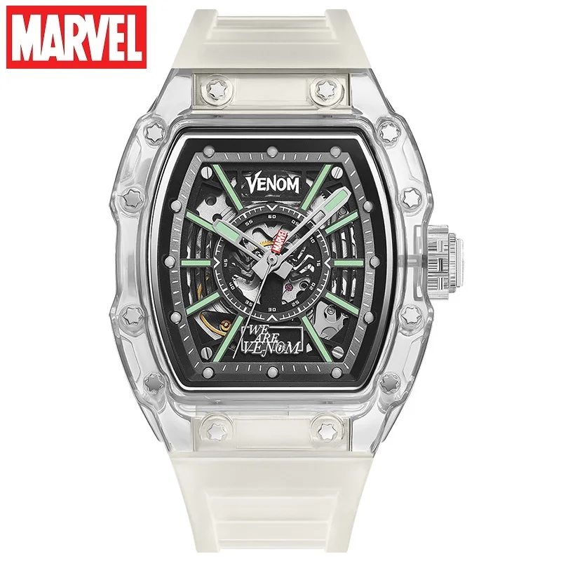 Marvel For Mens Watch Venom The Avengers Automatic Mechanical Wristwatch Bio Tonneau Transparent Case Luminous Hands Waterproof