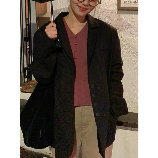 

Spring 2026 Dongda Gate Soft Girl Style Single Button Lapel Commuter Suit Jacket Thickened Silk Women's Fashionable Businesswear