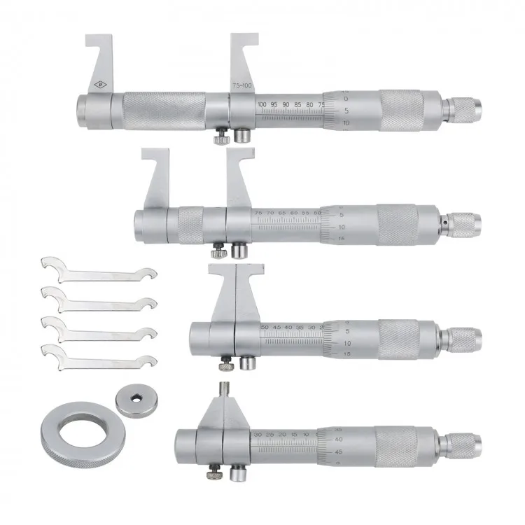 

4Pcs 0.01mm 5-30mm/25-50mm/50-75mm/75-100mm Inside Micrometer Set for Micrometers Measuring Tools