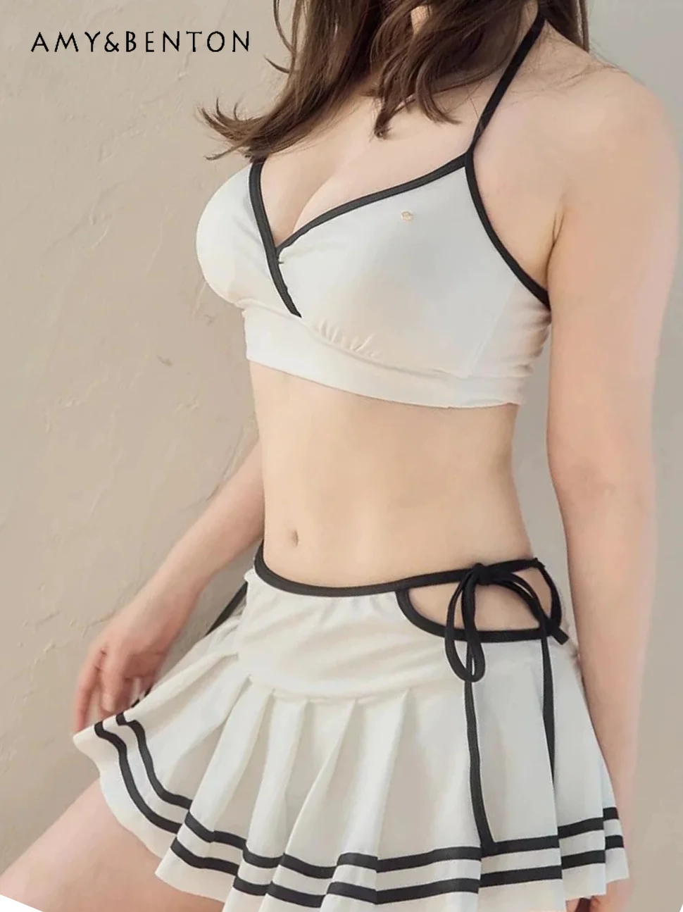 

Japanese Girl Cute Sweet Split Swimsuit Bikini Skirt Two-piece Spring Summer New Seaside Resort Style Y2K Sexy Split Swimsuit