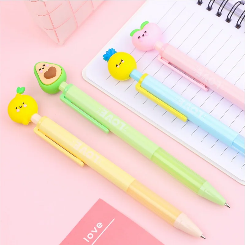 36pcs/lot Kawaii Lemon Peach Avocado Fruit Mechanical Pencil Cute 0.5MM Drawing Writing Automatic Pen School Office Supplies