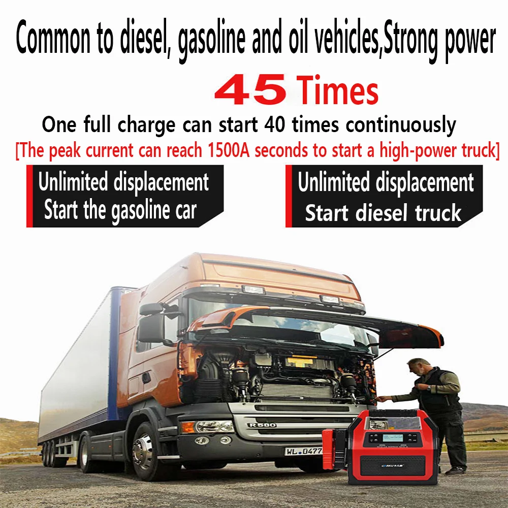 High Portable Task Capacity Heavy Truck Car Booster 42000MAh 12/24V Battery Jumping Starter 1500A Top Right Now