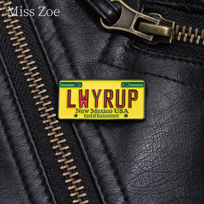 Lwyrup Yellow License Plate Enamel Pin New Mexico Usa Horror Movies Collection Brooch Lapel Backpack Badge Jewelry Accessories