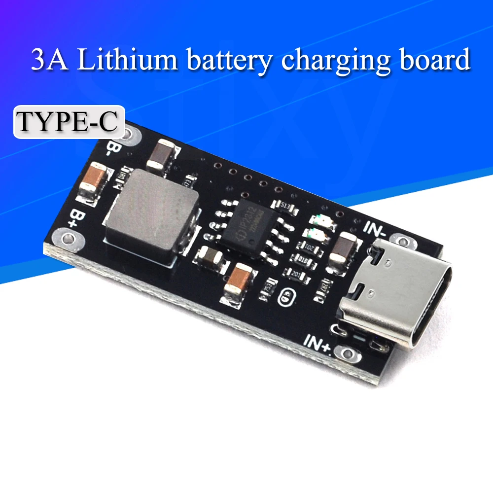 Stlxy Type-C USB Input High Current 3A Polymer Ternary Lithium Battery Quick Fast Charging Board IP2312 CC/CV Mode 5V To 4.2V