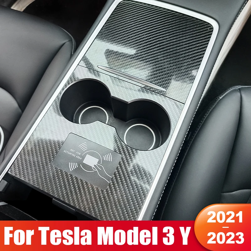 Per Tesla Model 3 Y 2021 2022 2023 2024 Car Central Control Panel Cover adesivo antigraffio accessori in vera fibra di carbonio