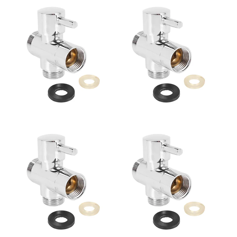 

4X SOLID-переключатель, 3-ходовой переключающий клапан, все 1/2-дюймовые запасные части для душевой системы IPS, медное хромирование-B51B