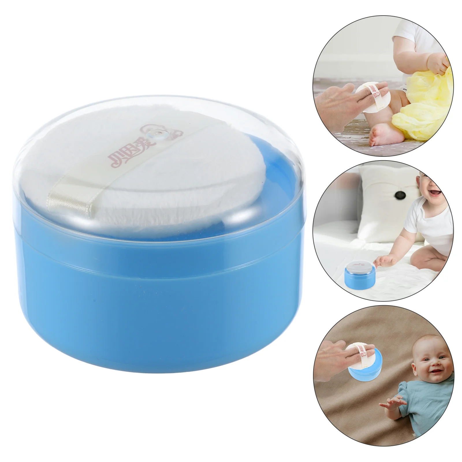 Talcum Powder Puff Box Empty Body Powder Container with Thicken Powder Puffs and Sifter for Home and Travel