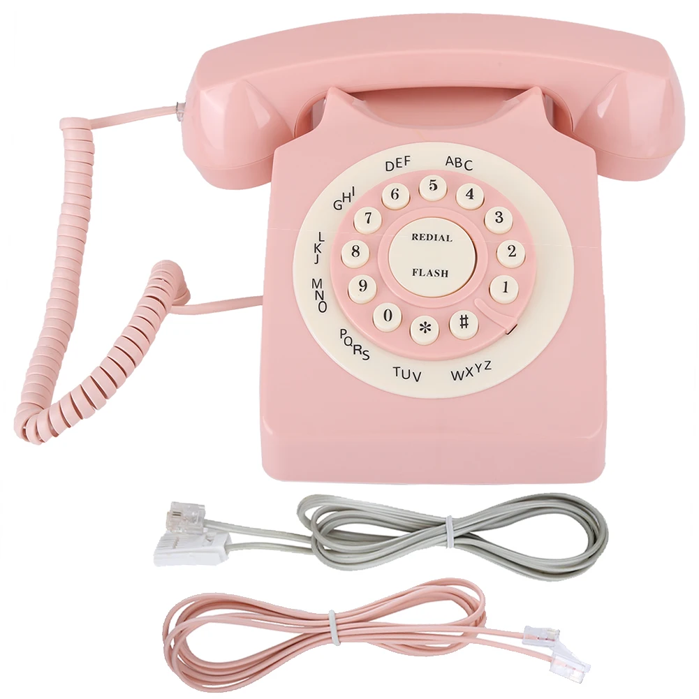 Vintage Telephone High Definition Call Quality Wired Telephone for Home Office Pink European telefono Landline Desk Telephone