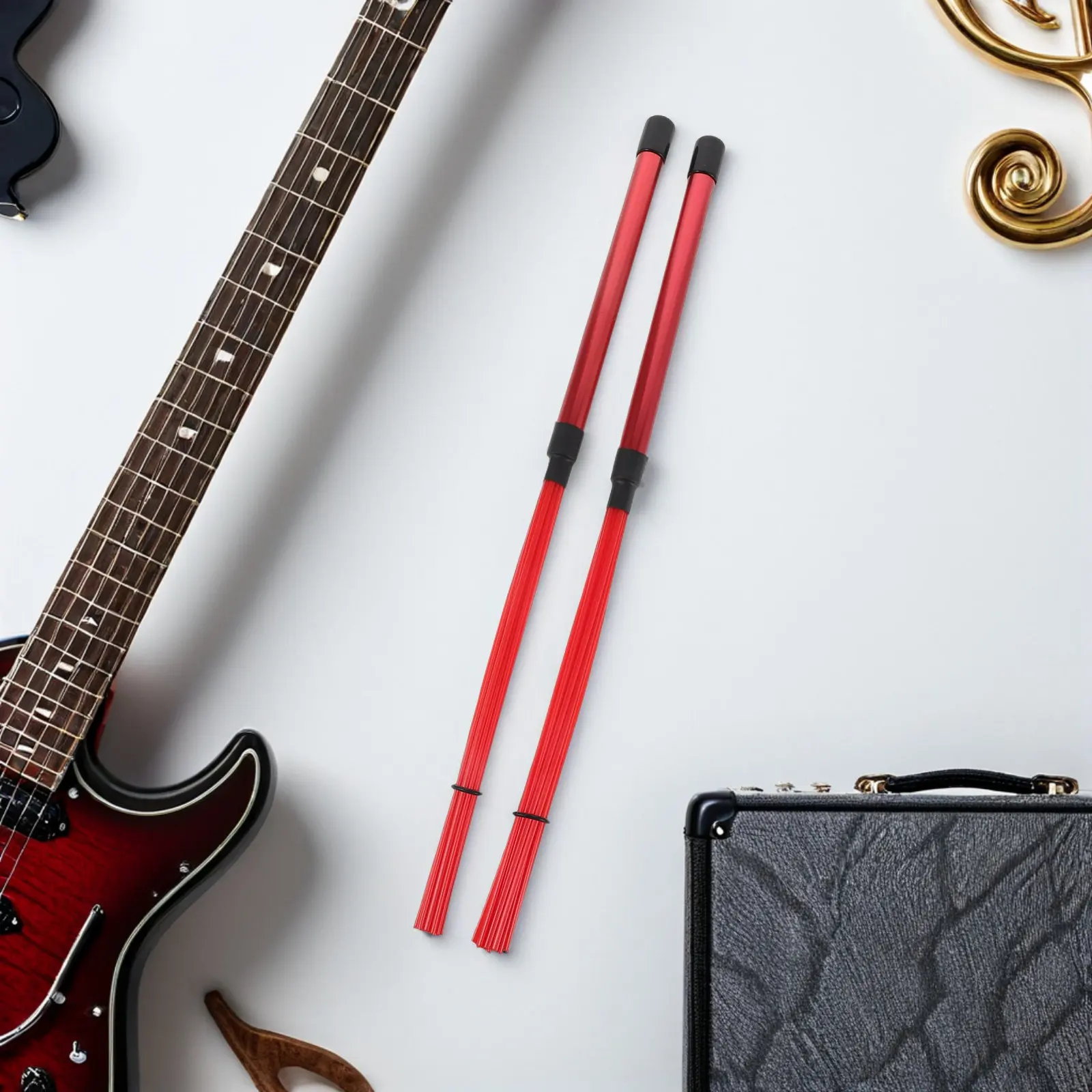 1Pair Jazz Drum Brushes Aluminum Alloy Handle Nylon Tips Cajon Bundle Sticks Wire Brush Percussion Rods Jazz Wire Drum Brush