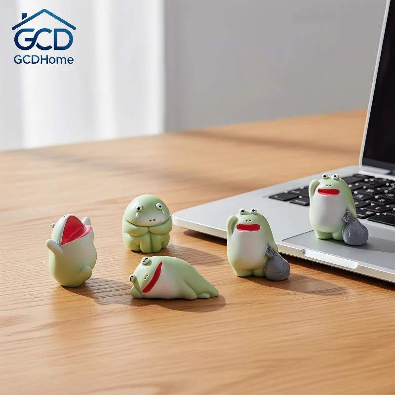 6 PCS Mini Resin Sad Green Big Mouth Frog Car Decorations Funny Cute Craft Ornaments for Auto Interior Dashboard Home Decor