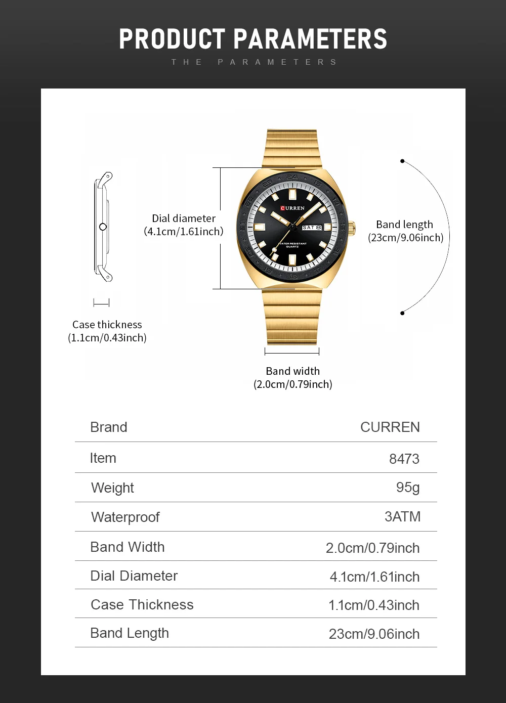 CURREN Klassische Retro Herren Quarzuhr mit Datums- und Tagesanzeige, Leuchtzeigern, Edelstahl, Casual Herren-Armbanduhr Relógio Masculino – Detail 2
