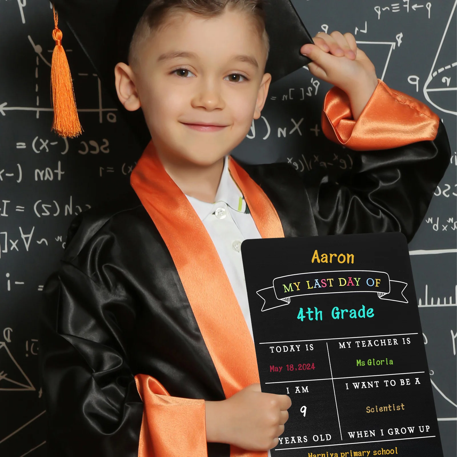 

2Pcs Double Sided Back to School Board Chalkboard Sign Reusable for Day School Photo Prop