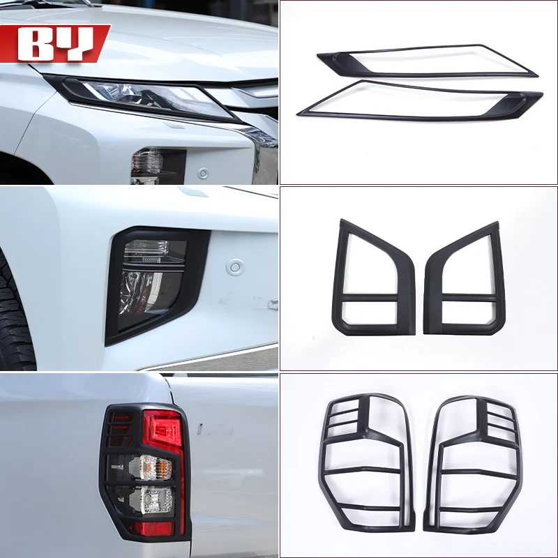 

ABS матовый черный передние и задние фонари, крышка фары для Mistubishi Triton L200 2019-2022, крышки фары, детали