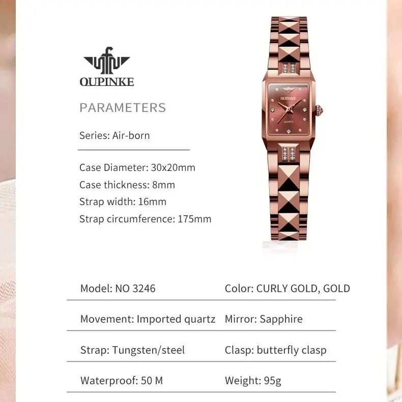 OUPINKE TOP Brand Luxury Quartz Ladies Watch Imported MIYOTA Movement Automatic Watch for Women Tungsten steel Tape Waterproof