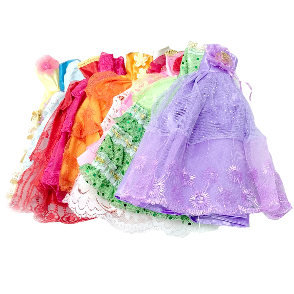 5 Pcs Set Dolls Toys Party Princess Dresses Gown Outfits Clothes Accessories Playsets for Barbie Doll Kids Girls Birthday Gifts