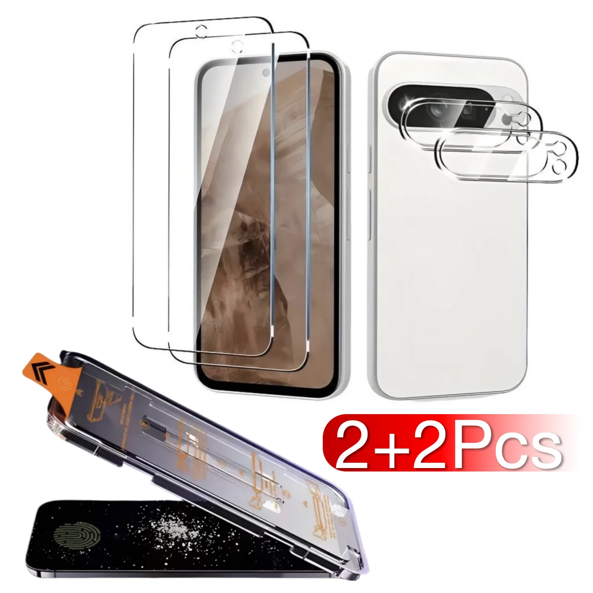 2 + 2 قطعة لجوجل بكسل 10 9 9a برو XL 8A 8 7 7a 6a 5G حامي الشاشة الكاميرا الخلفية الزجاج المقسى لا فقاعات الغبار مجموعة سهلة