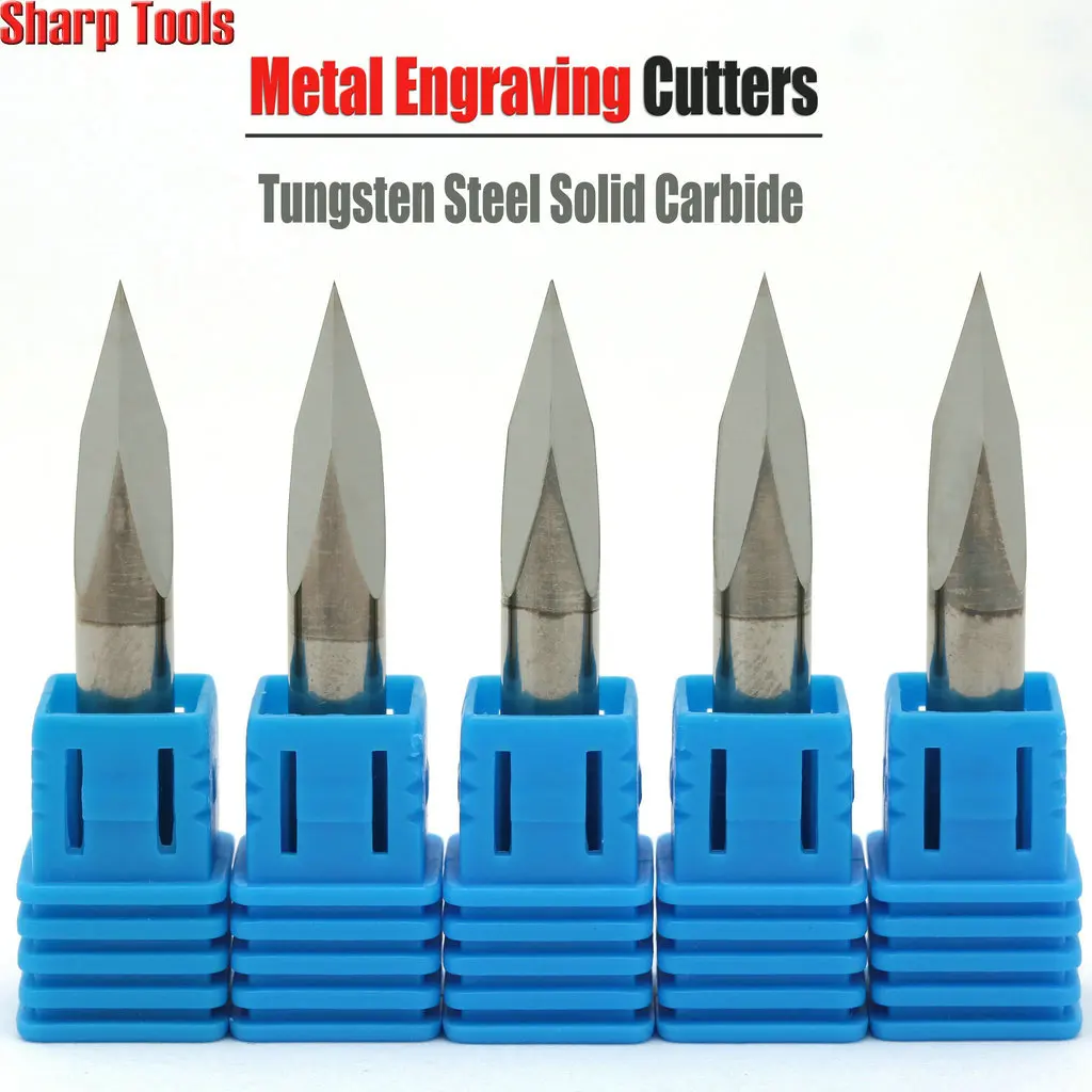 

30 Angle 6x0.1mm 3-Face Tungsten Carbide Engraving Bit PCB Cutter CNC Router End Mill Tool for Metal Steel Pyramid Carving 10pcs