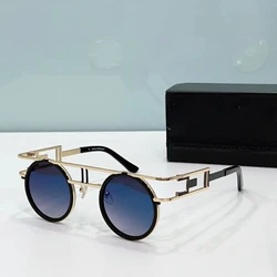 Newest Brand Women Men Sunglasses Classic Popular Round Alloy Frame Gradient Blue Lenses Leisure For Unisex Eyeglasses MOD6683