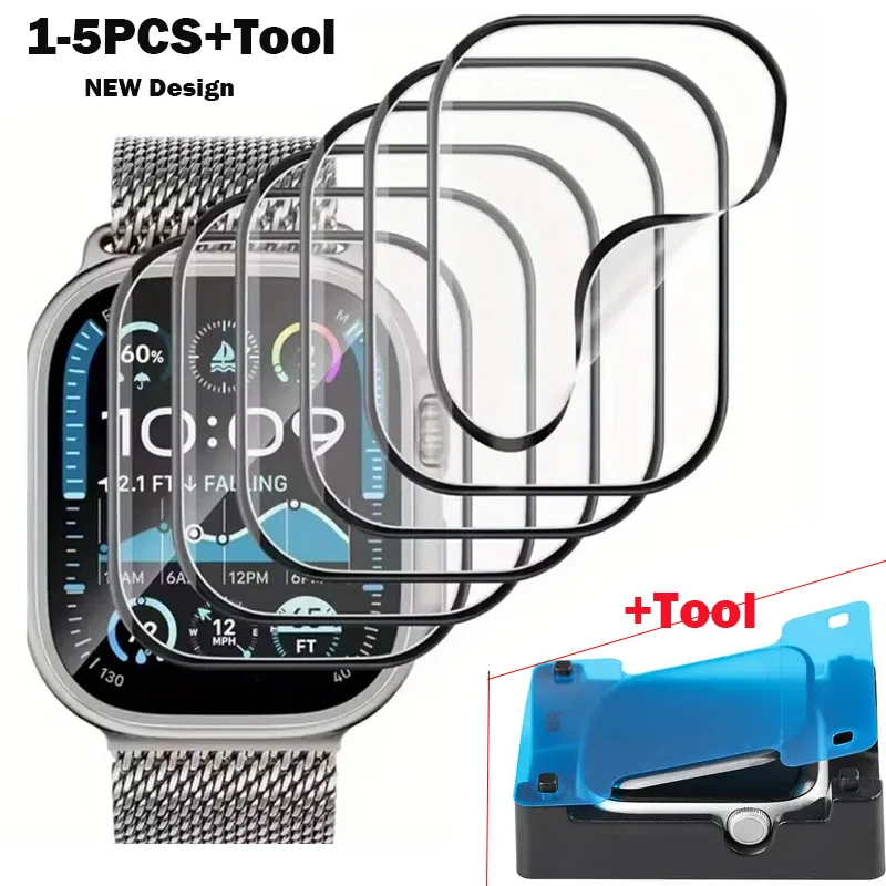 1-5 Stück Displayschutzfolie für Apple Watch Ultra 2 1 49 mm 10 9 8 7 6 SE 5 4 3 Schutzfolie für IWatch Serie 45 mm 41 mm 40 mm 44 mm