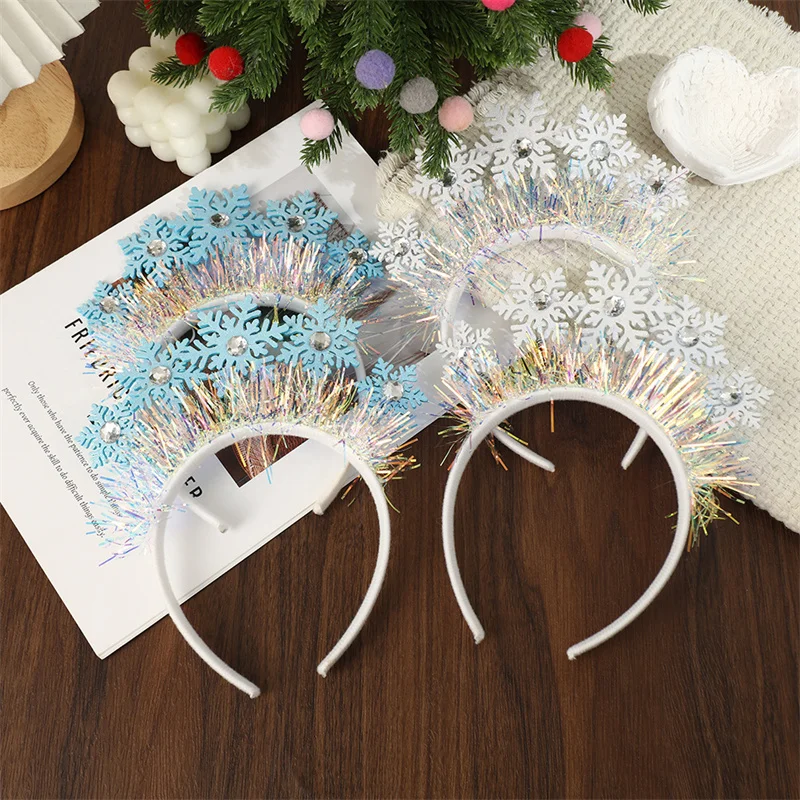 Fashion Sweet Christmas Snowflake Headband For Women Girls Creative Hair Accessories Photo Props Christmas Decoration Gifts