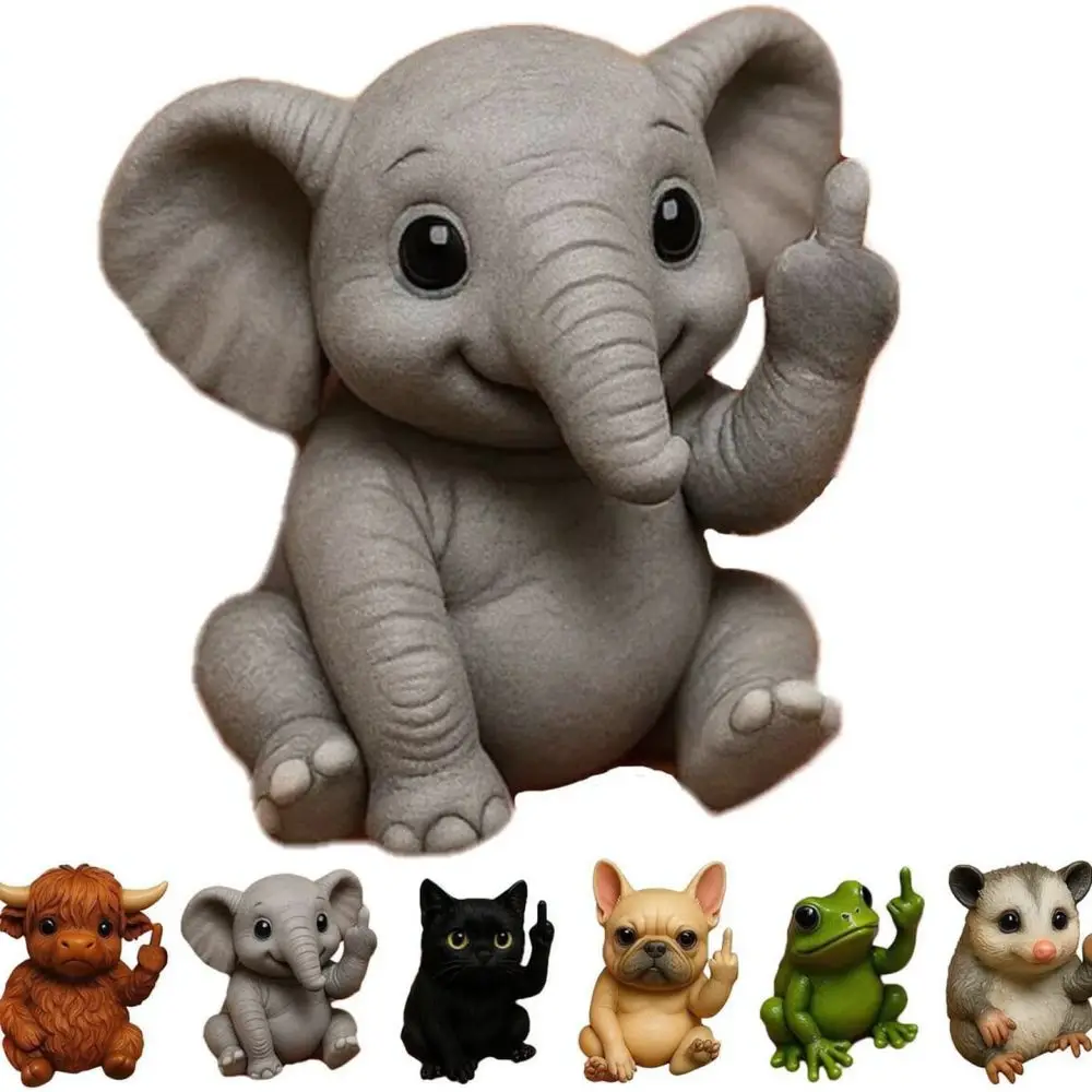 Funny Middle Finger Animal Figurine Resin Sculpture Desktop Ornament Creative Home Office Decor Craft Gift For Friend