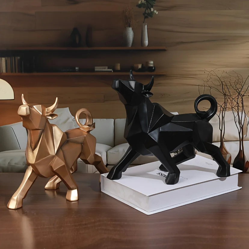 

Resin Bull Statue Animal Sculpture Modern Decor and Figure Abstract Bull for Collectible Figurines Home Office Ornaments